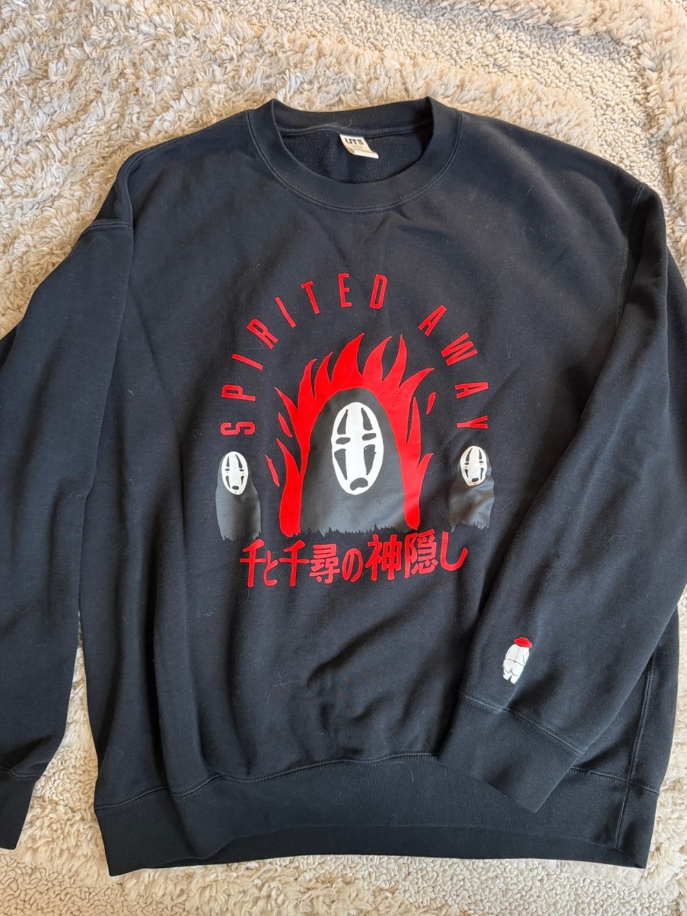 Uniqlo Black Crewneck Sweatshirt with Red Spirited Away Graphic